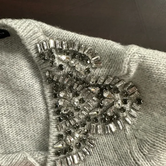 White House Black Market Embellished Gray Sweater - Picture 5 of 10